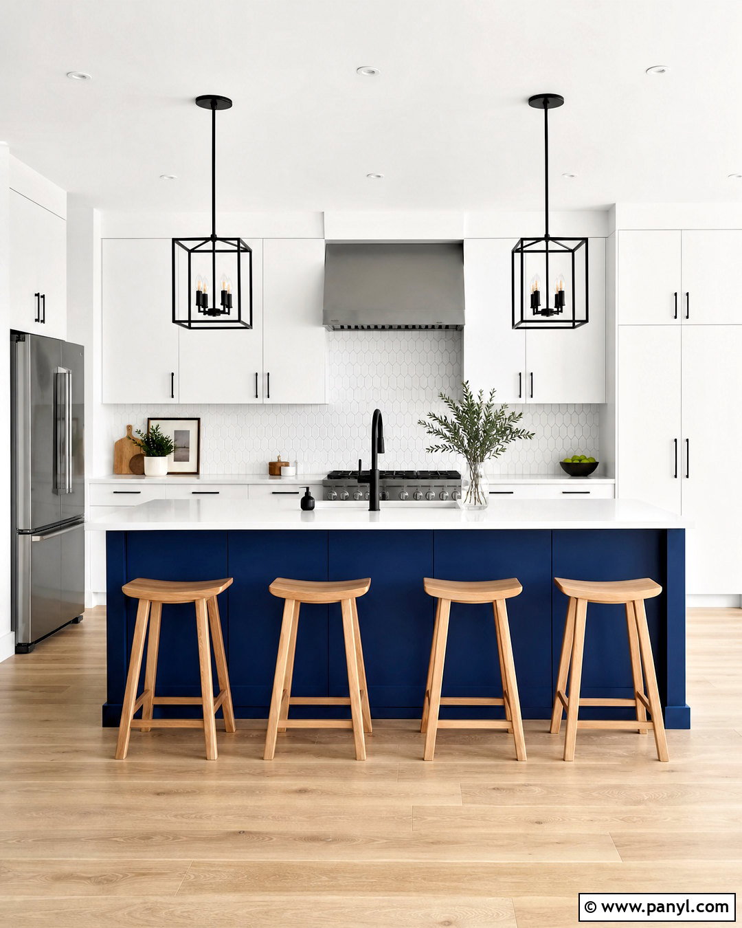 Cobalt Blue Kitchen Island With Black Accents - 20 white kitchen with blue island ideas