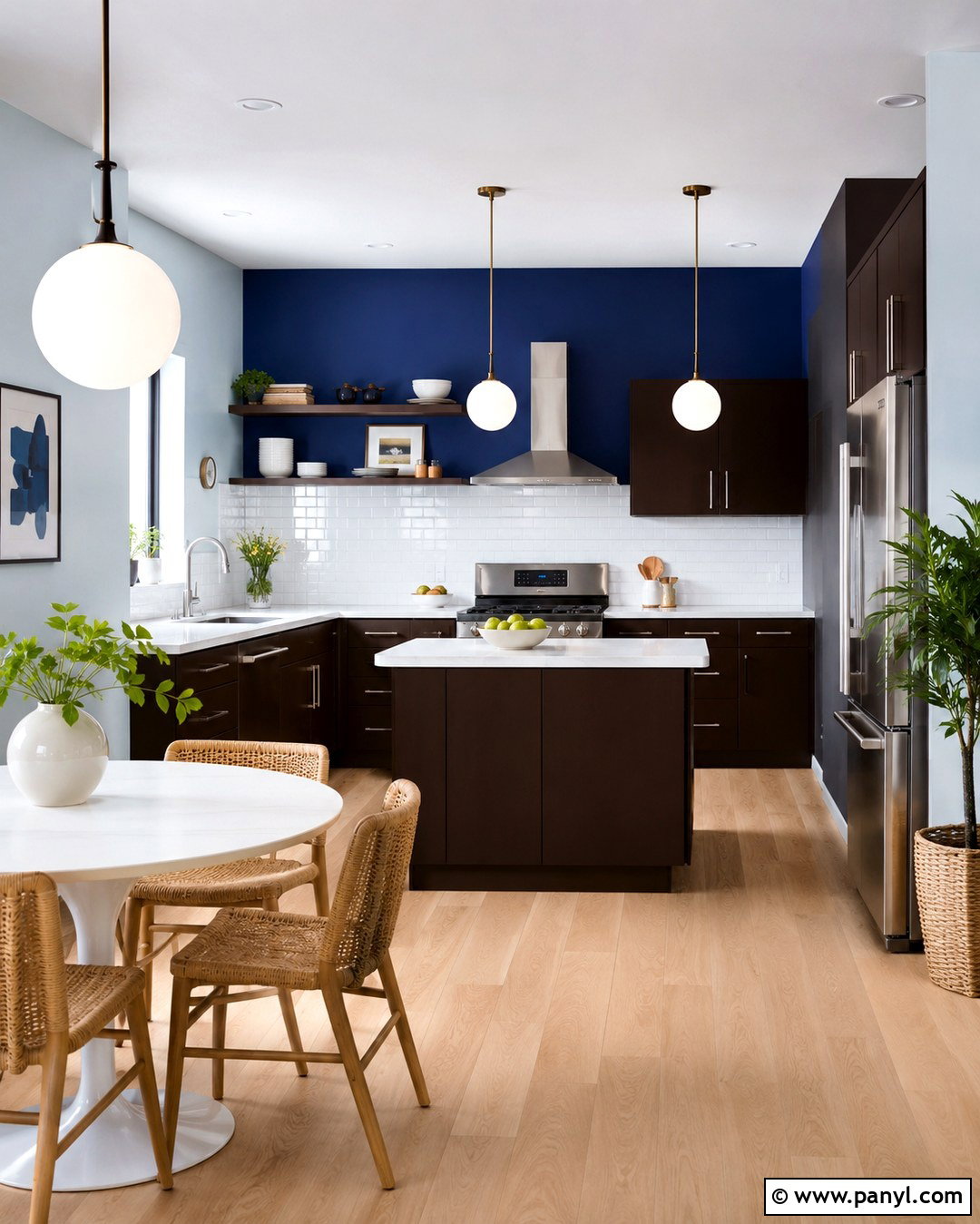 Cobalt Blue Kitchen Walls With Chocolate Cabinets - 20 Blue Kitchen Walls With Brown Cabinets