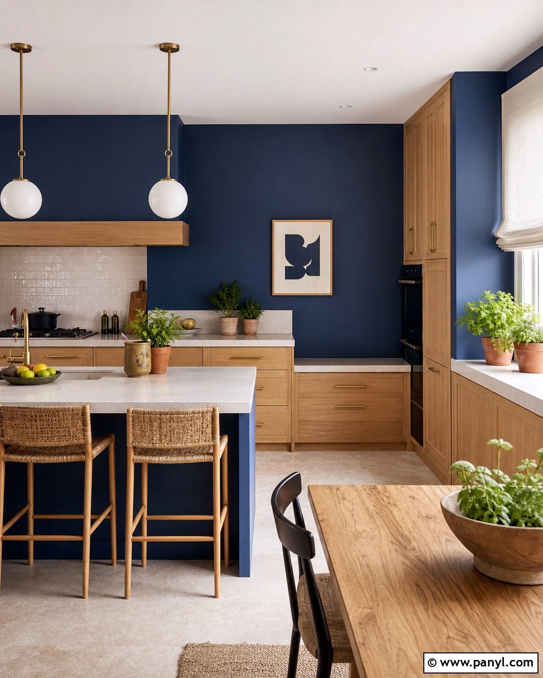 Cobalt Blue Kitchen Walls With Light Oak Cabinets - 20 cobalt blue kitchen walls
