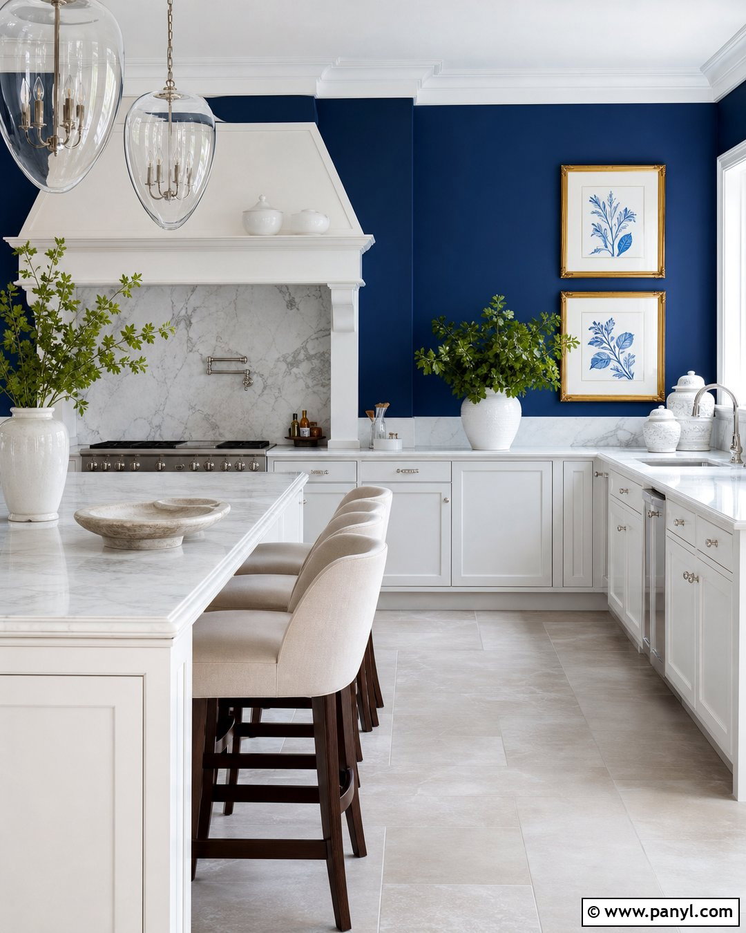 Cobalt Blue Kitchen Walls With Marble Counters - 20 cobalt blue kitchen walls
