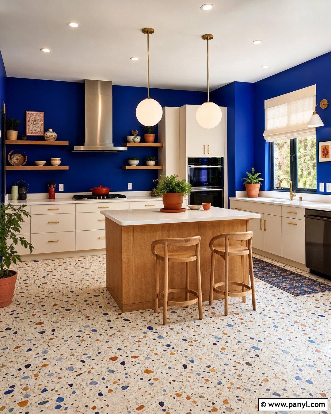 Cobalt Blue Kitchen Walls With Terrazzo Flooring - 20 cobalt blue kitchen walls