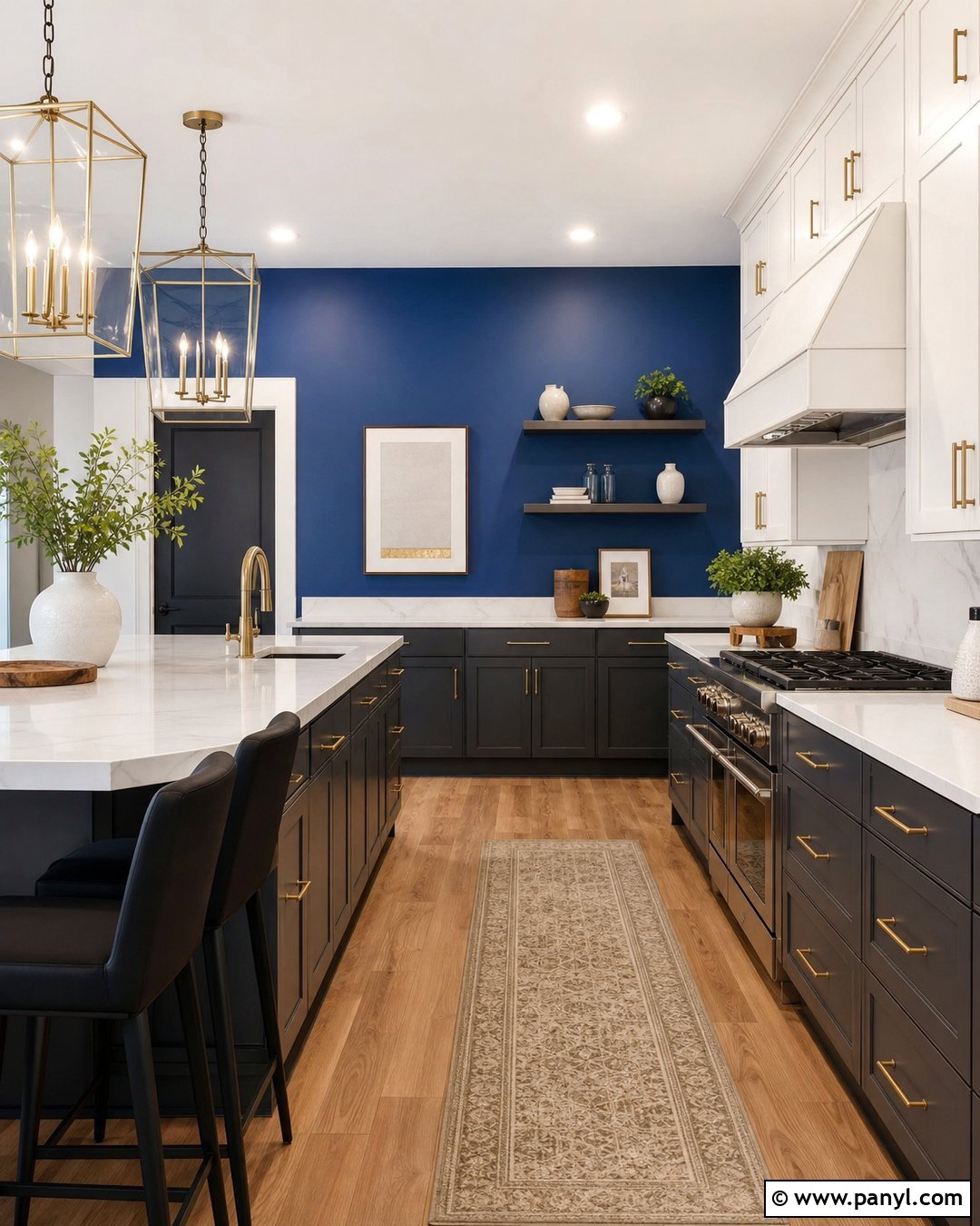 Cobalt Blue Kitchen Walls With Two-Tone Cabinets - 20 cobalt blue kitchen walls