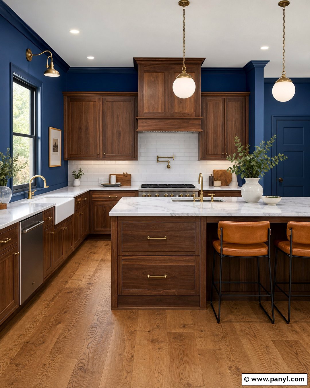 Cobalt Blue Kitchen Walls With Walnut Cabinets - 20 cobalt blue kitchen walls