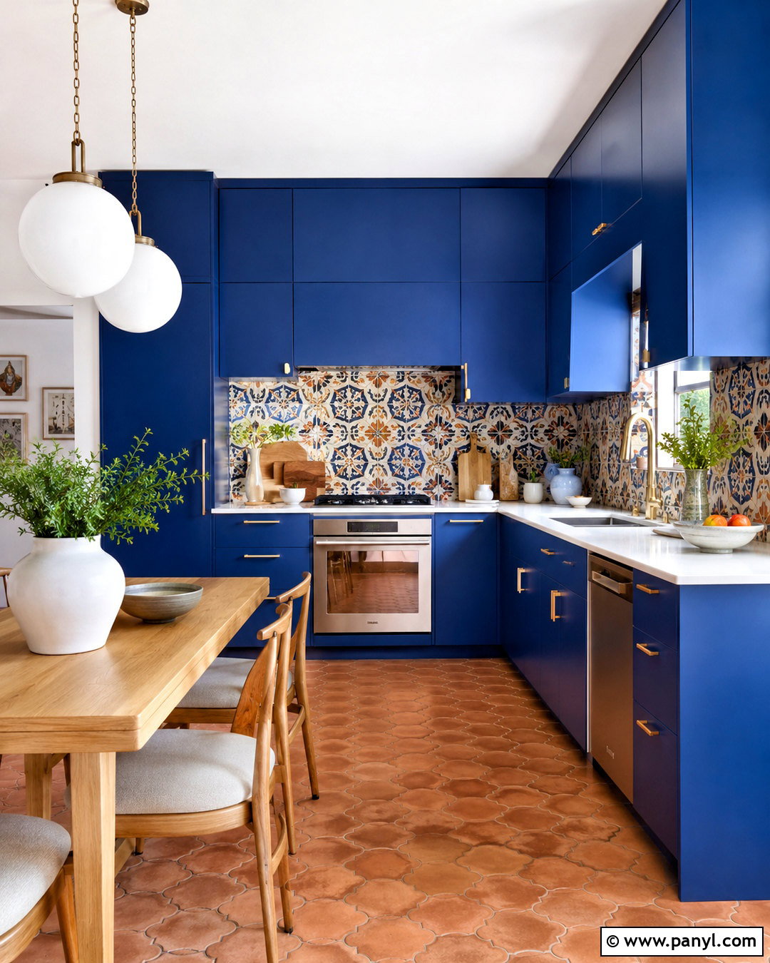 Cobalt Blue Kitchen With Colorful Tile - 20 blue kitchens ideas