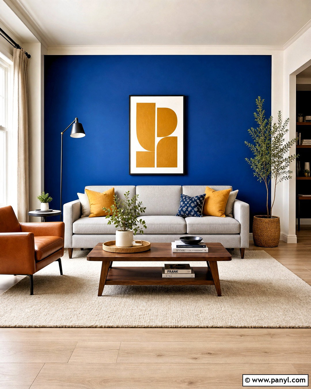 Cobalt Blue Living Room Accent Wall - 20 accent color walls in living room ideas
