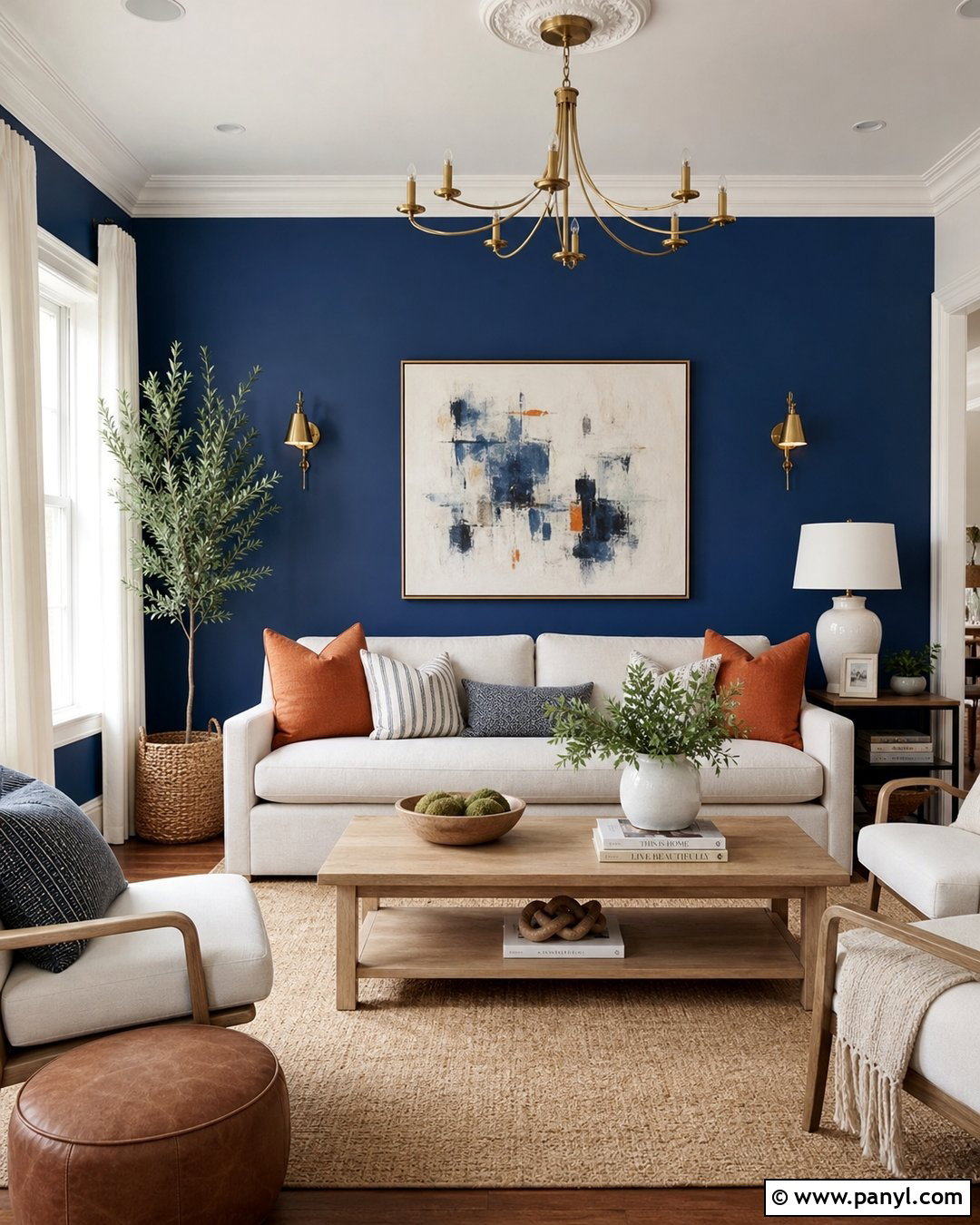 Cobalt Blue Living Room Accent Wall - 20 Bright Color Accent Wall Inspiration Ideas