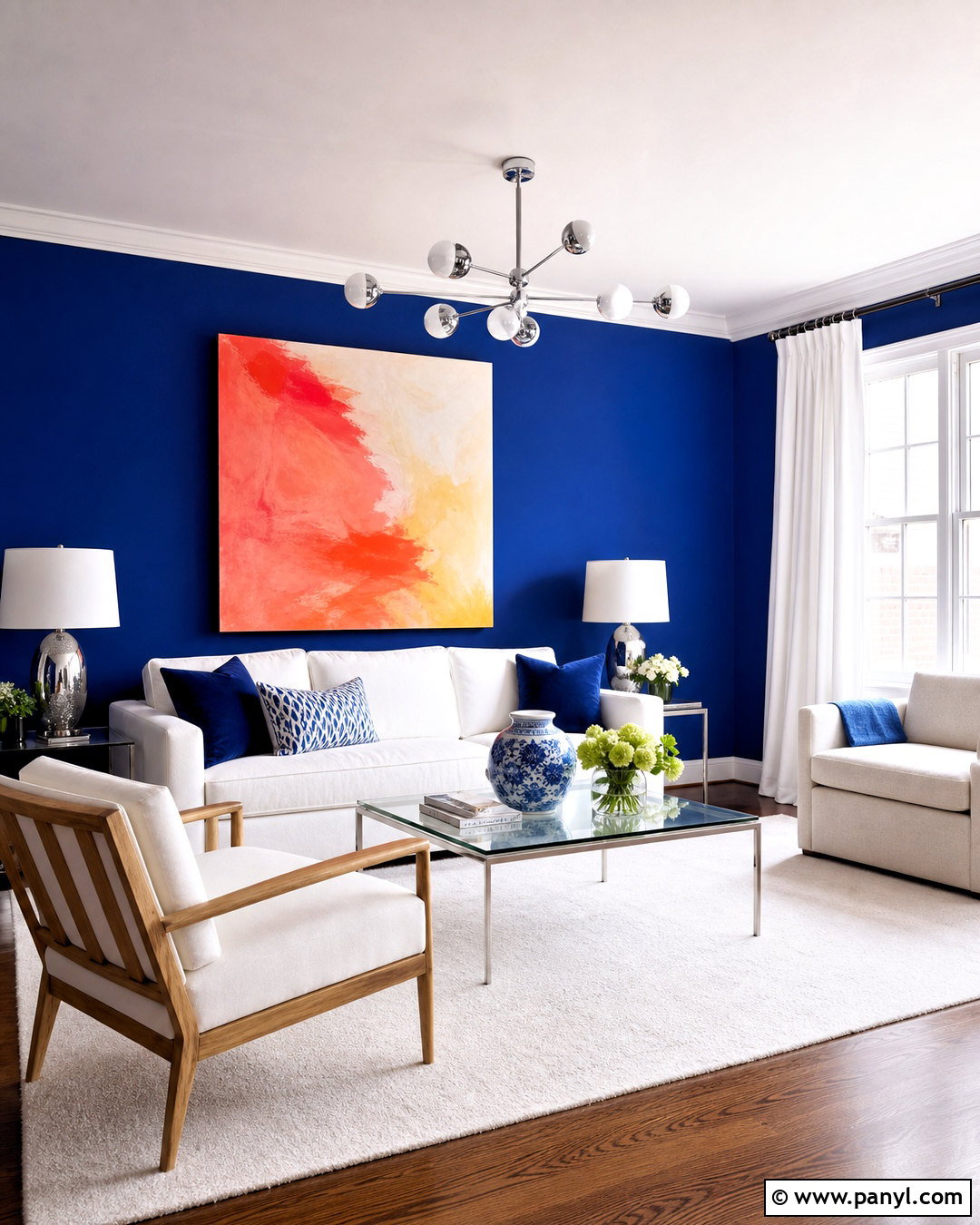 Cobalt Blue Living Room Walls With White Furniture - 20 blue living room walls