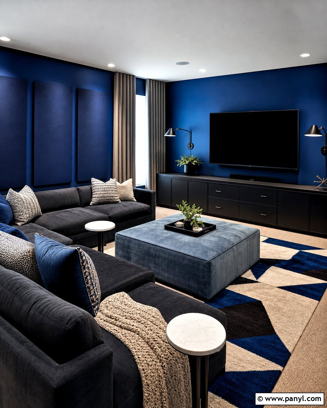 Cobalt Blue Media Room - 20 blue room design ideas