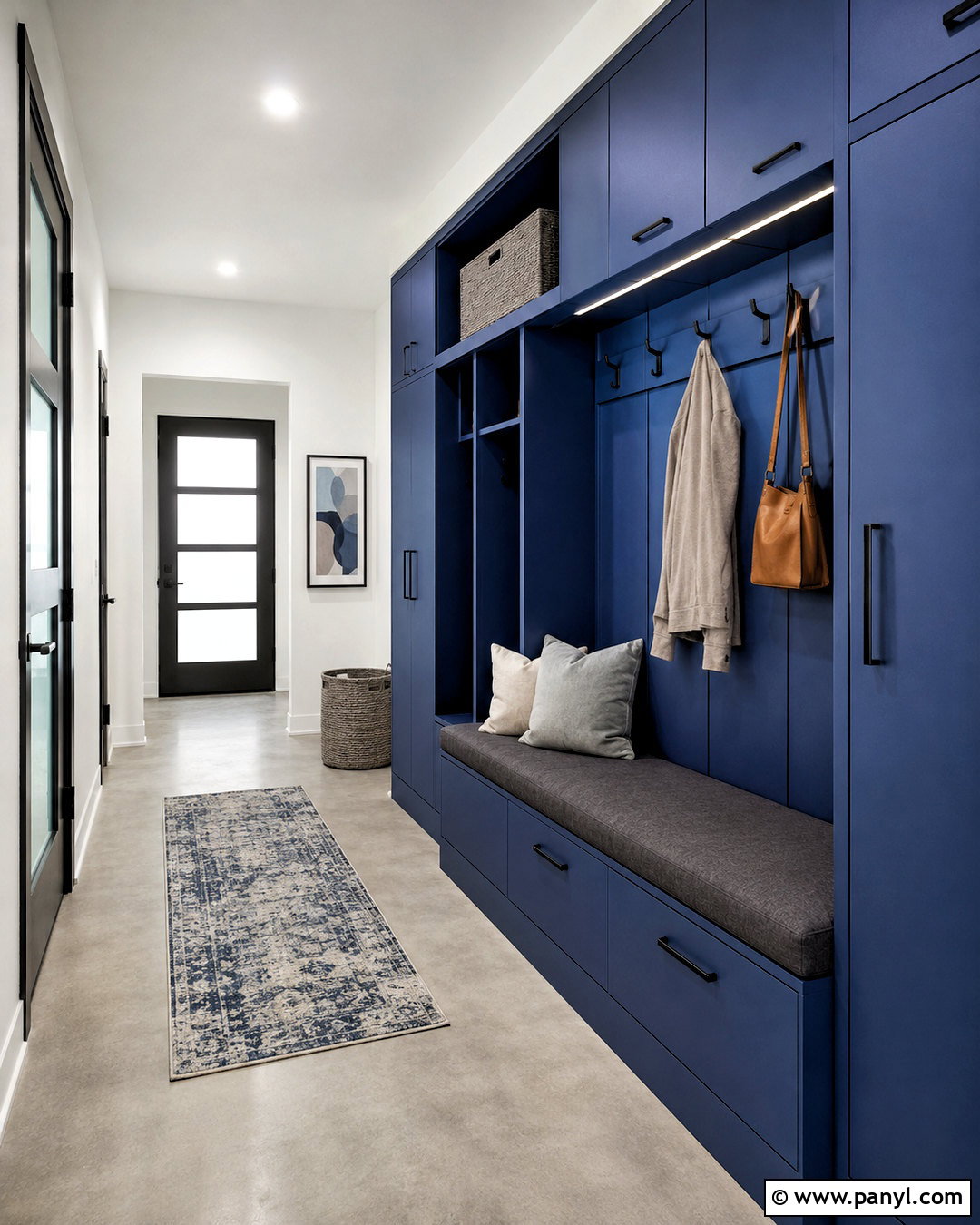 Cobalt Blue Modern Mudroom - 20 blue mudroom ideas