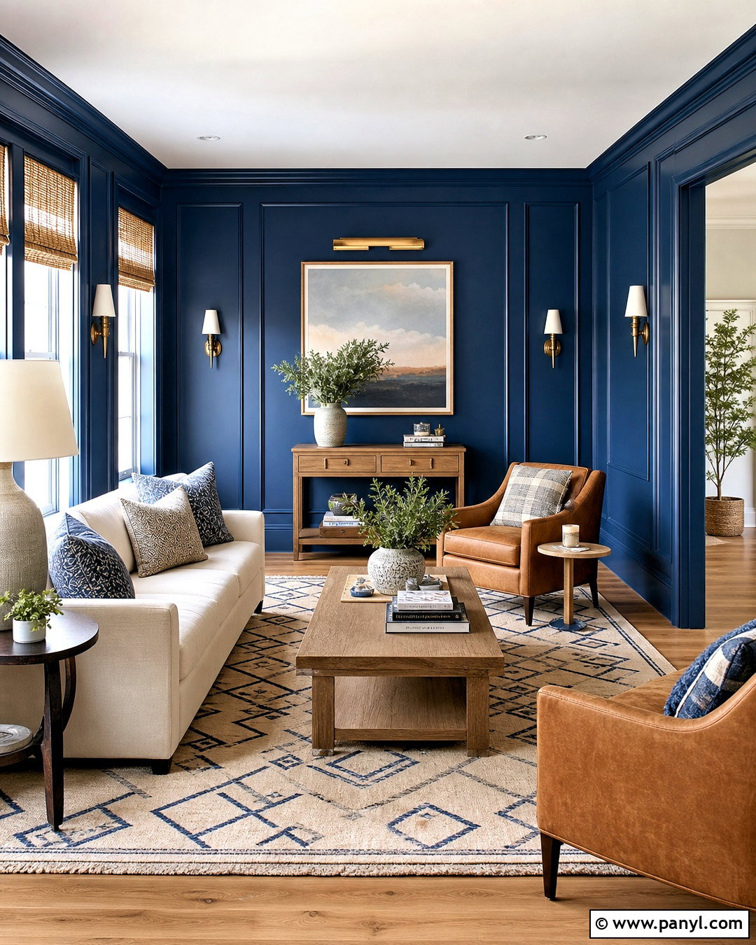 Cobalt Blue Molding Paint Wall - 20 royal paint wall design ideas