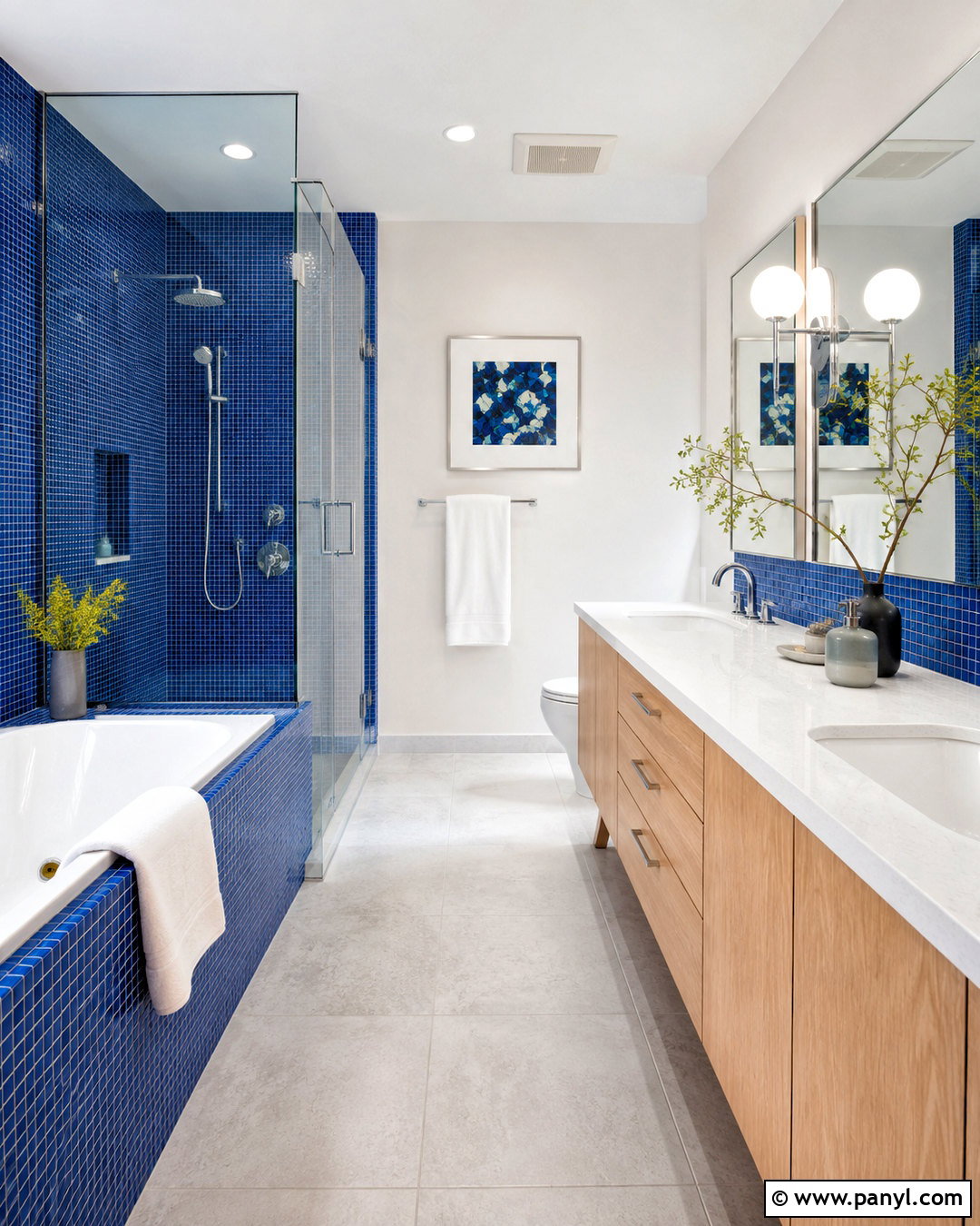 Cobalt Blue Mosaic Bathroom - 20 moody blue bathroom ideas