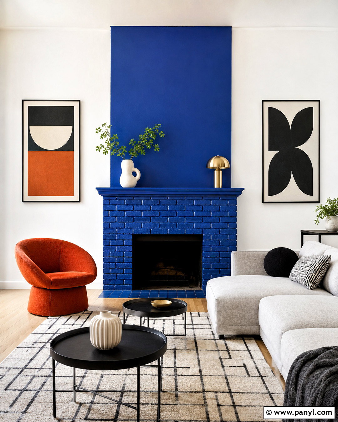 Cobalt Blue Painted Fireplace - 20 colored fireplace painted ideas
