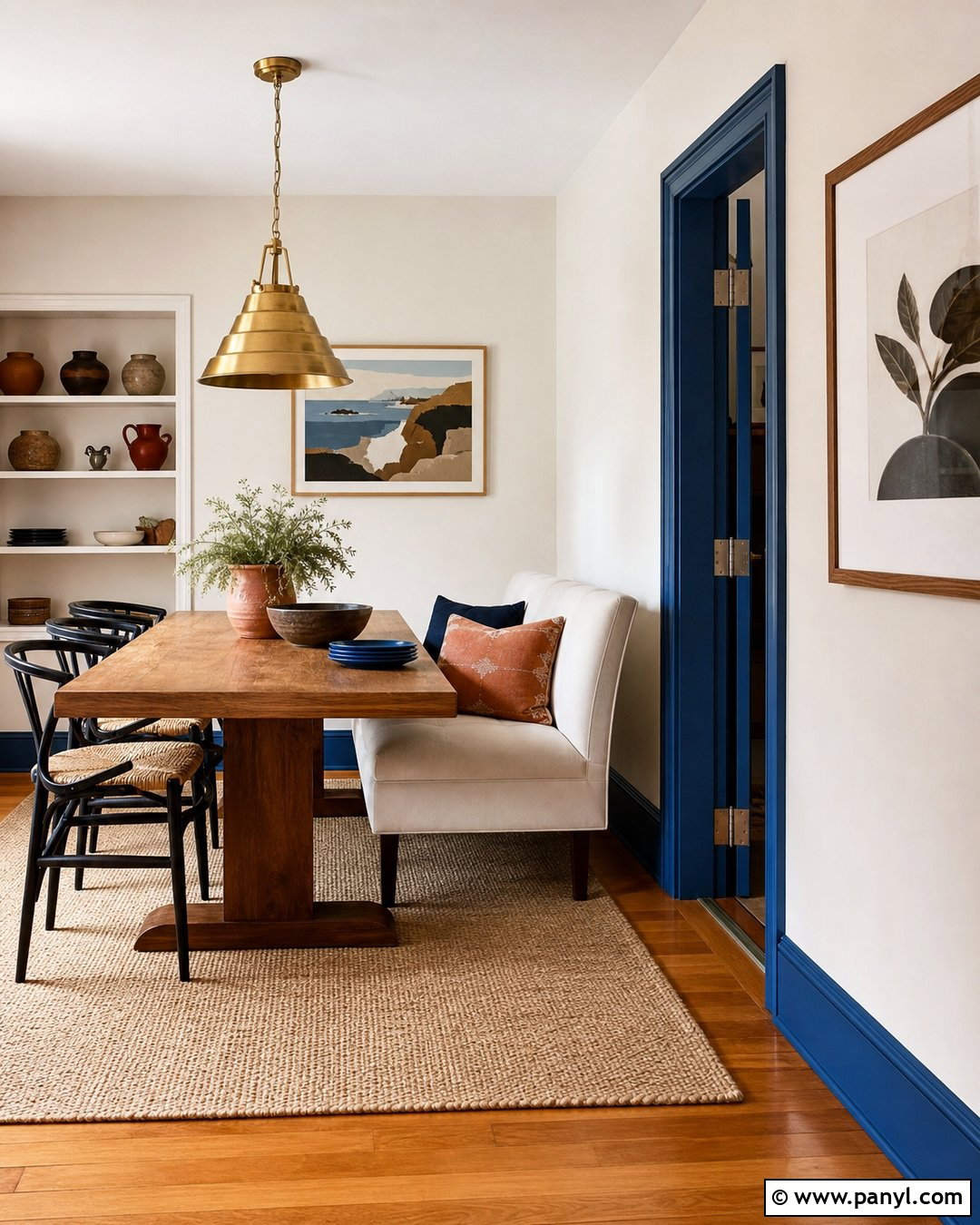 Cobalt Blue Painted Skirting Boards With Cream Walls - 30 painted skirting boards colour ideas