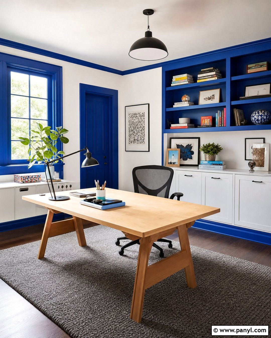 Cobalt Blue Painted Trim With White Walls - 30 painted trim white walls