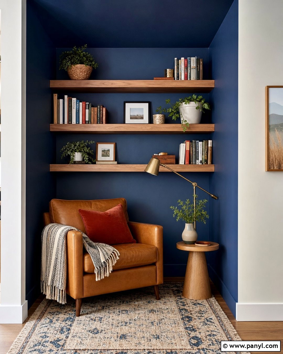 Cobalt Blue Reading Nook Feature Wall - 35 blue feature wall ideas