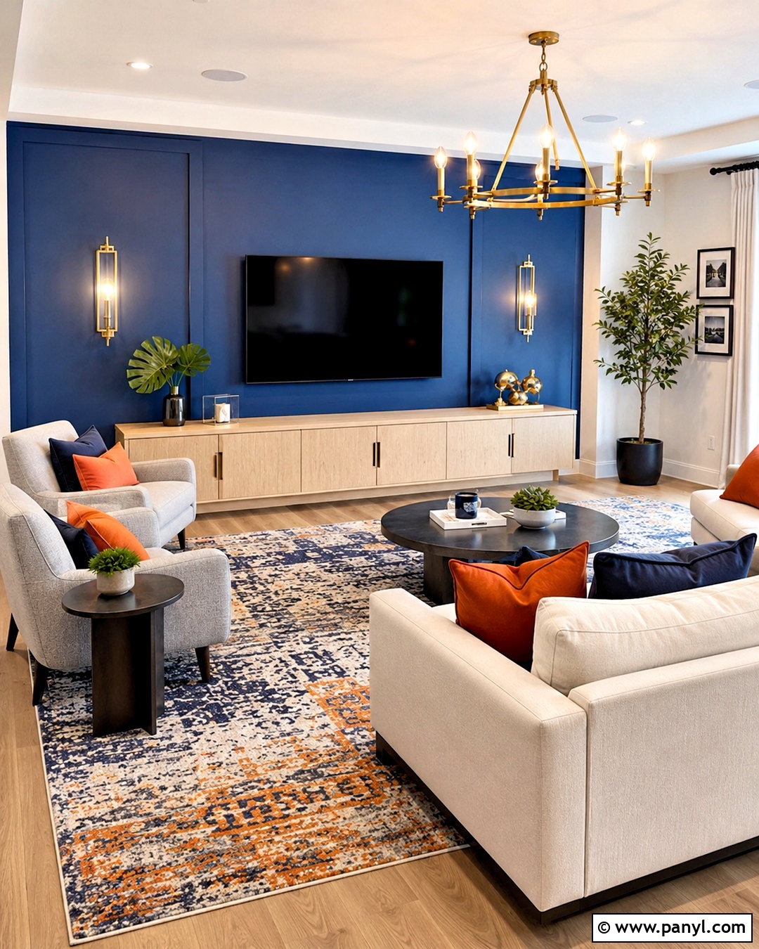 Cobalt Blue TV Wall - 35 tv wall color ideas