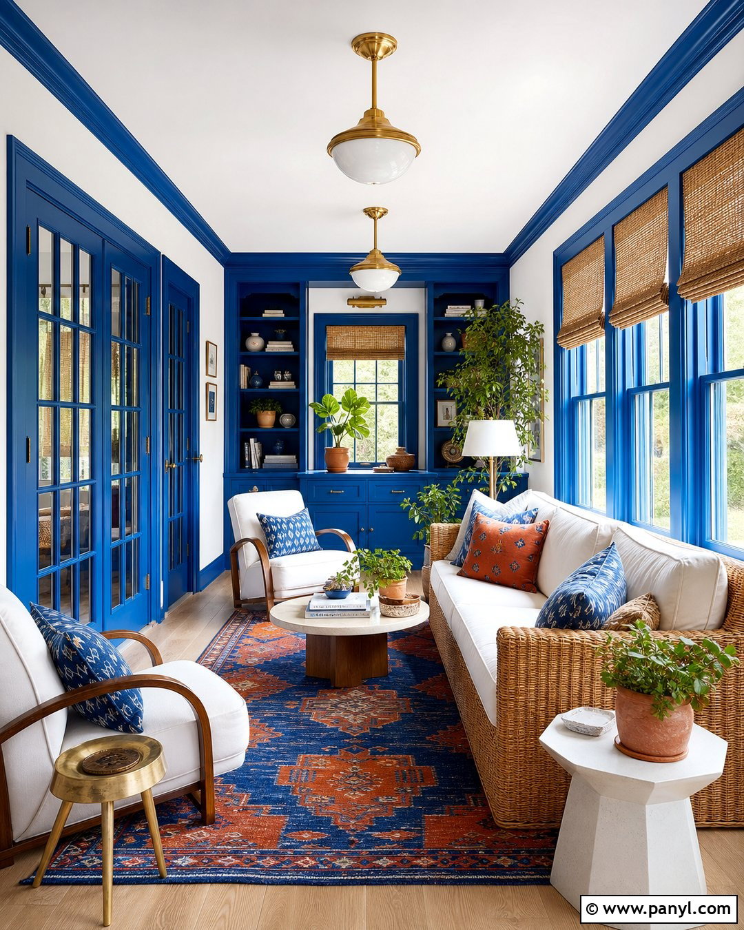 Cobalt Blue Trim With White Walls - 25 White Wall Colored Trim Ideas