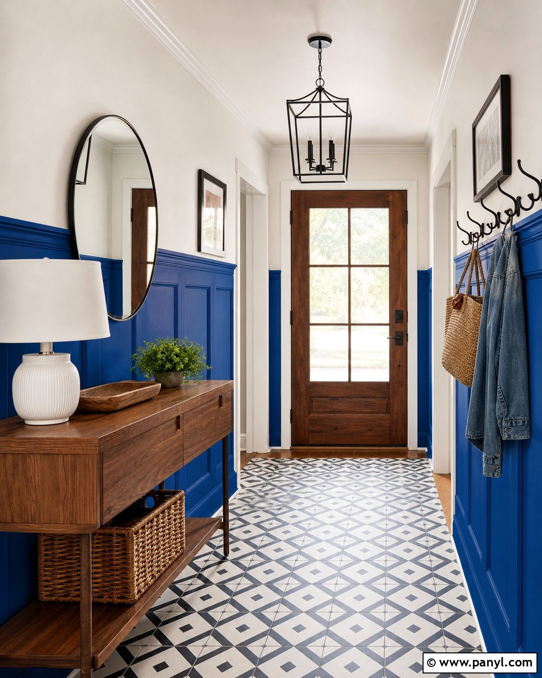 Cobalt Blue Wainscoting Entryway - 35 blue wainscoting ideas