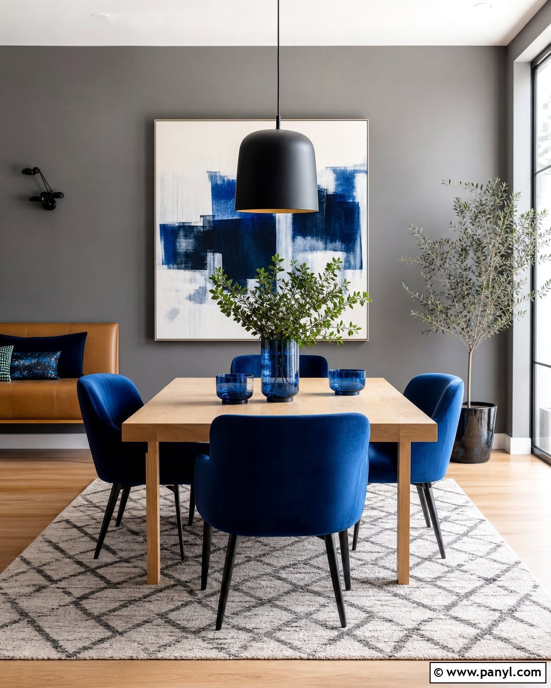 Cobalt Blue With Gray Walls - 35 Accent Colors With Gray Walls