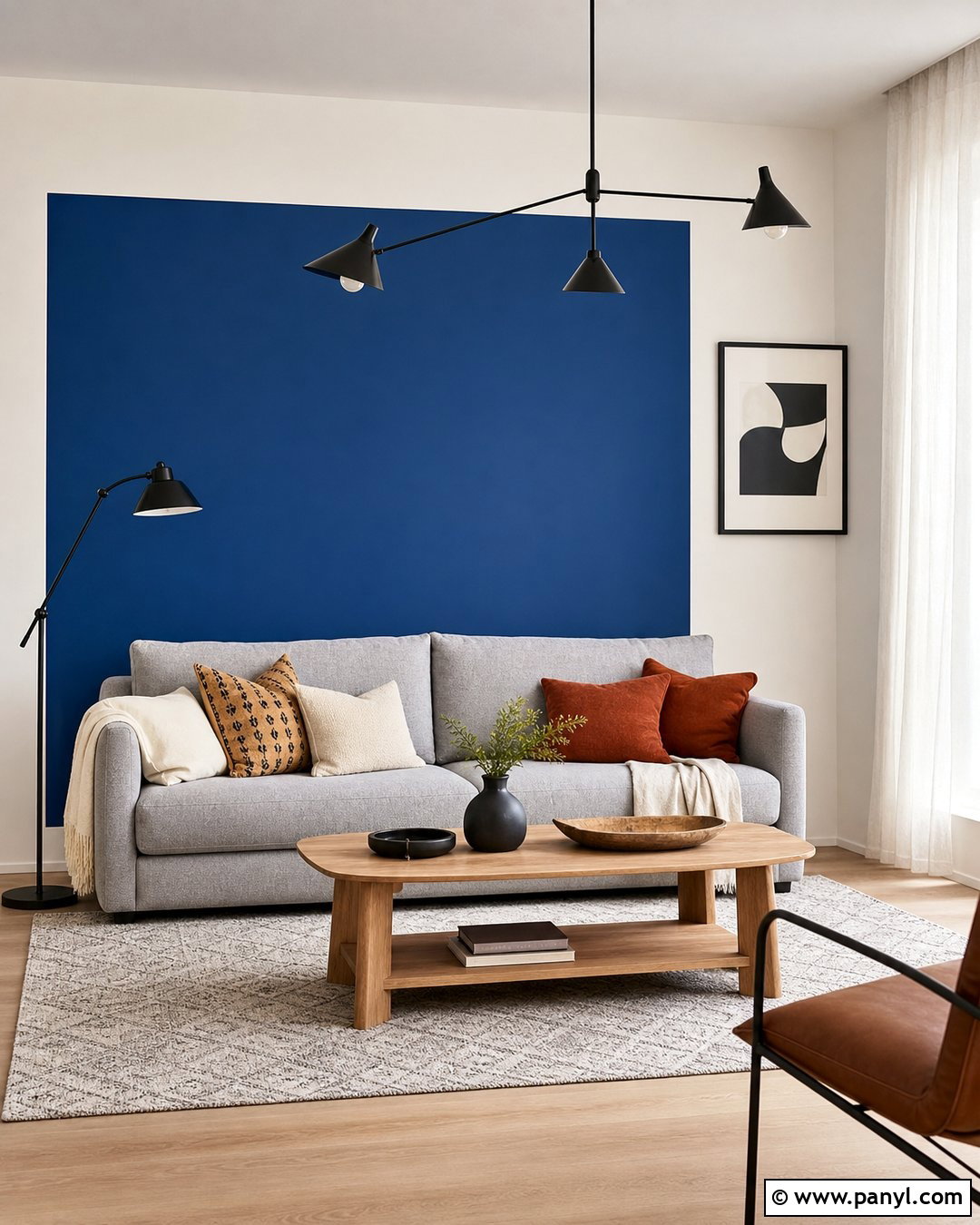 Cobalt Color Block Living Room Wall - 35 royal paint wall design for living room ideas