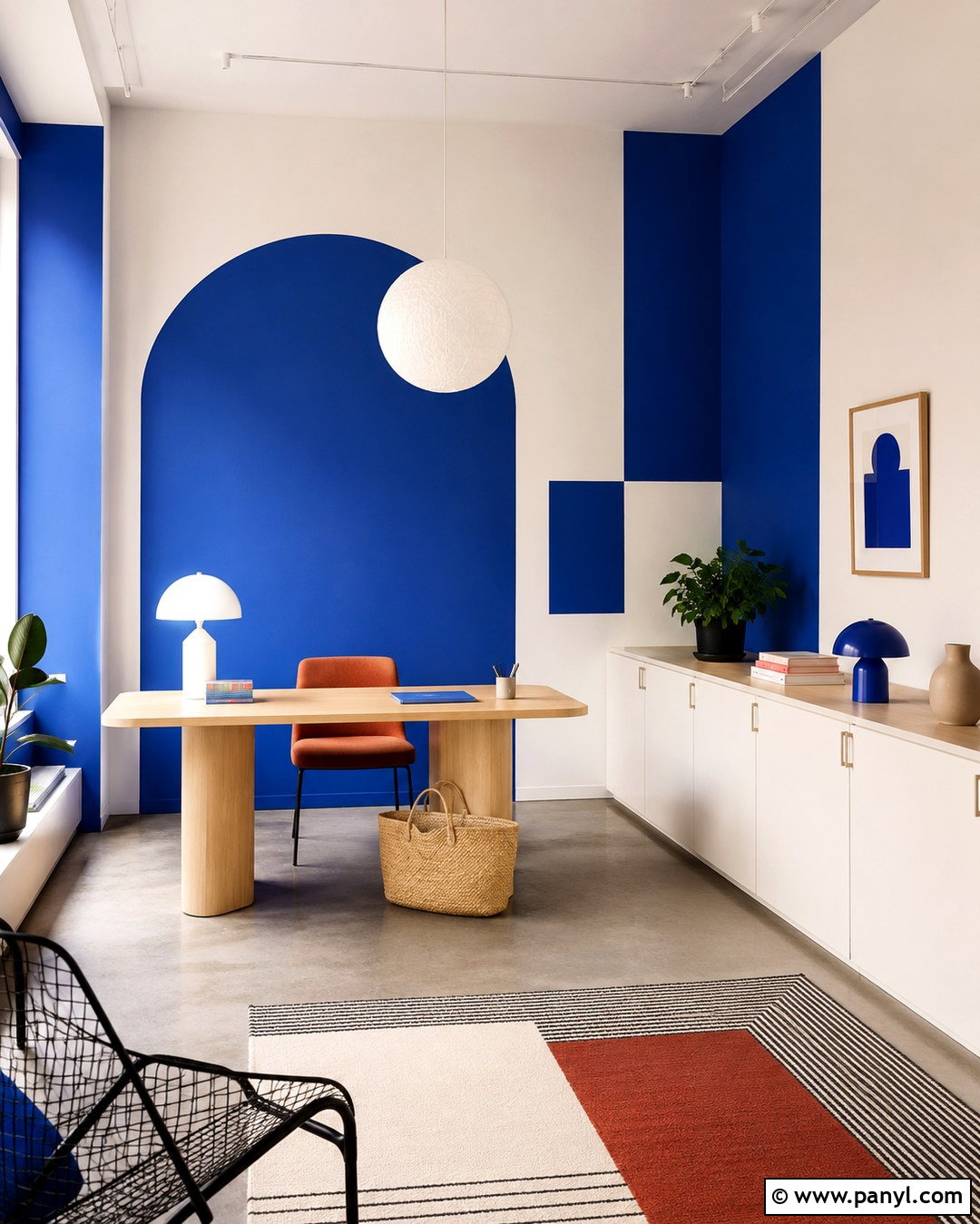 Cobalt Geometric Painted Wall - 20 Cobalt Wall Ideas