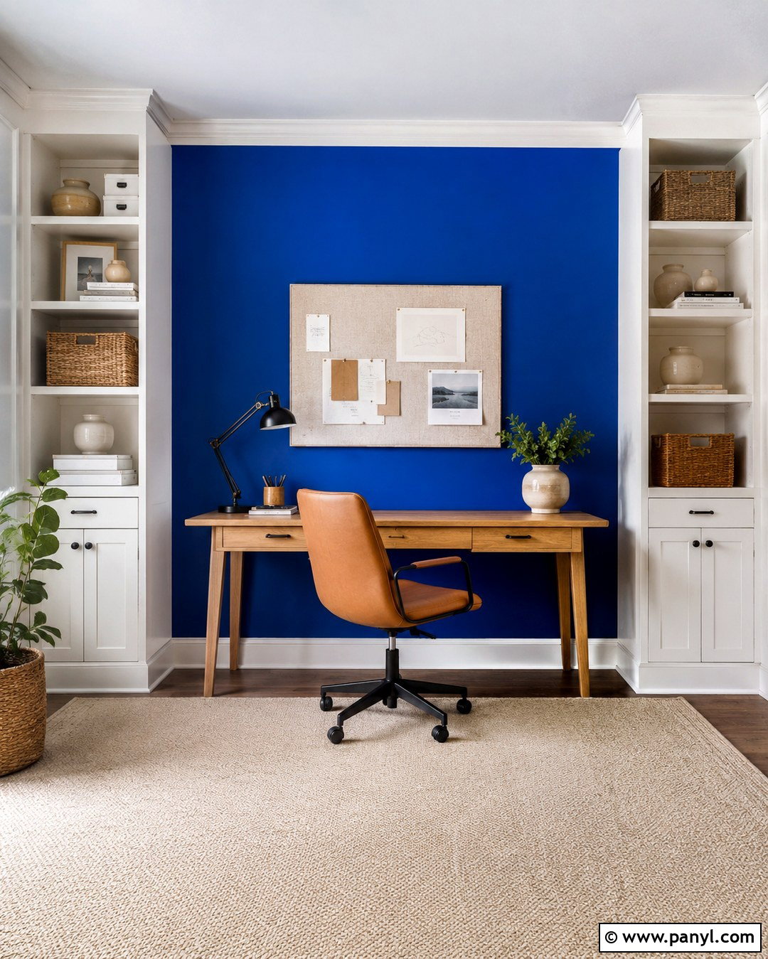 Cobalt Home Office Wall - 20 Cobalt Wall Ideas