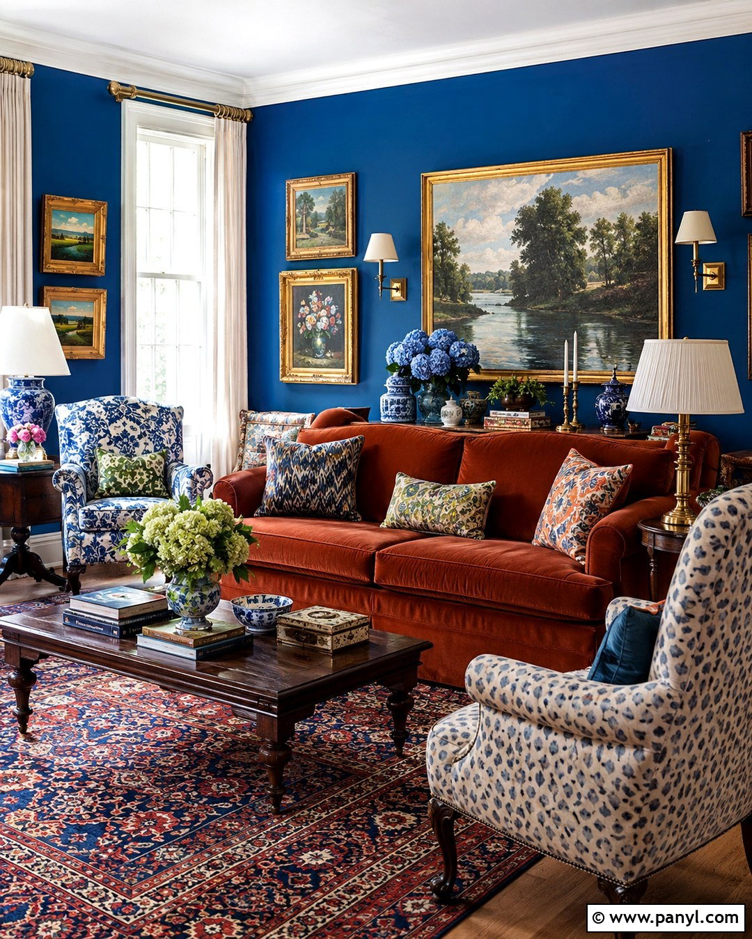 Cobalt Maximalist Living Room - 20 Cobalt Wall Ideas