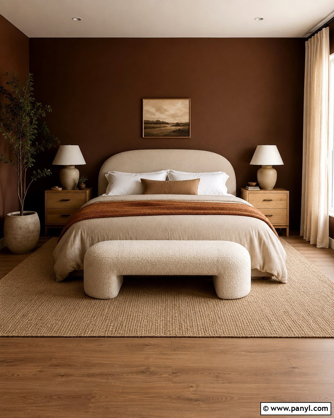 Cocoa Bedroom With Linen Bedding - 20 Cocoa Wall Color Ideas