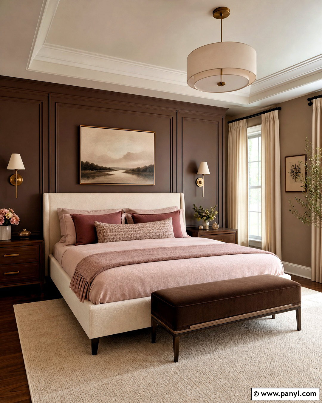 Cocoa Brown And Blush Pink Bedroom - 20 brown color palette ideas