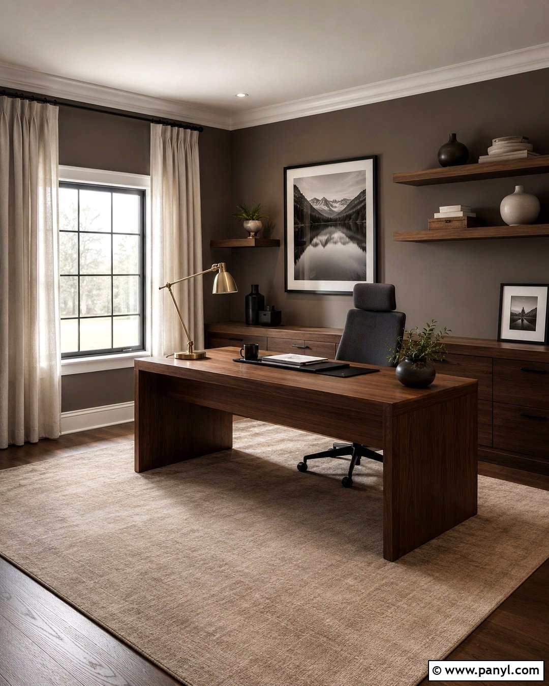 Cocoa Brown Grey Home Office - 20 Brown Grey Wall Color Ideas