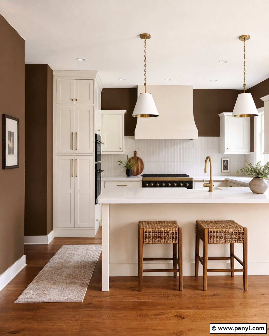 Cocoa Brown Kitchen Walls With Cream Cabinets - 20 Modern Kitchen With Brown Walls