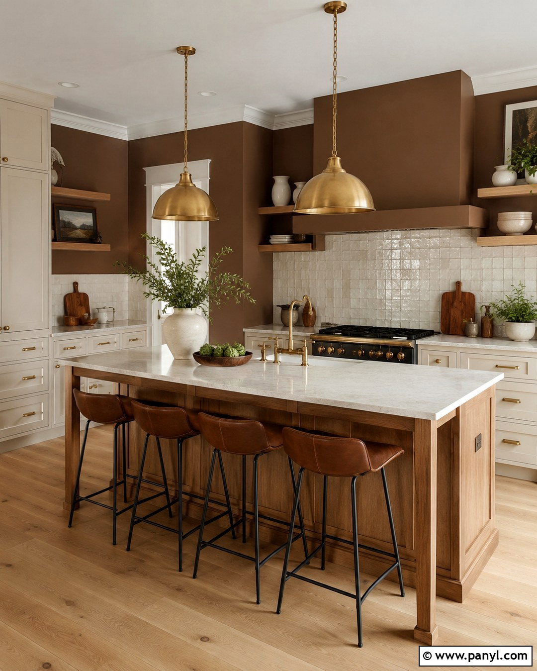 Cocoa Kitchen With White Cabinets - 20 Cocoa Wall Color Ideas