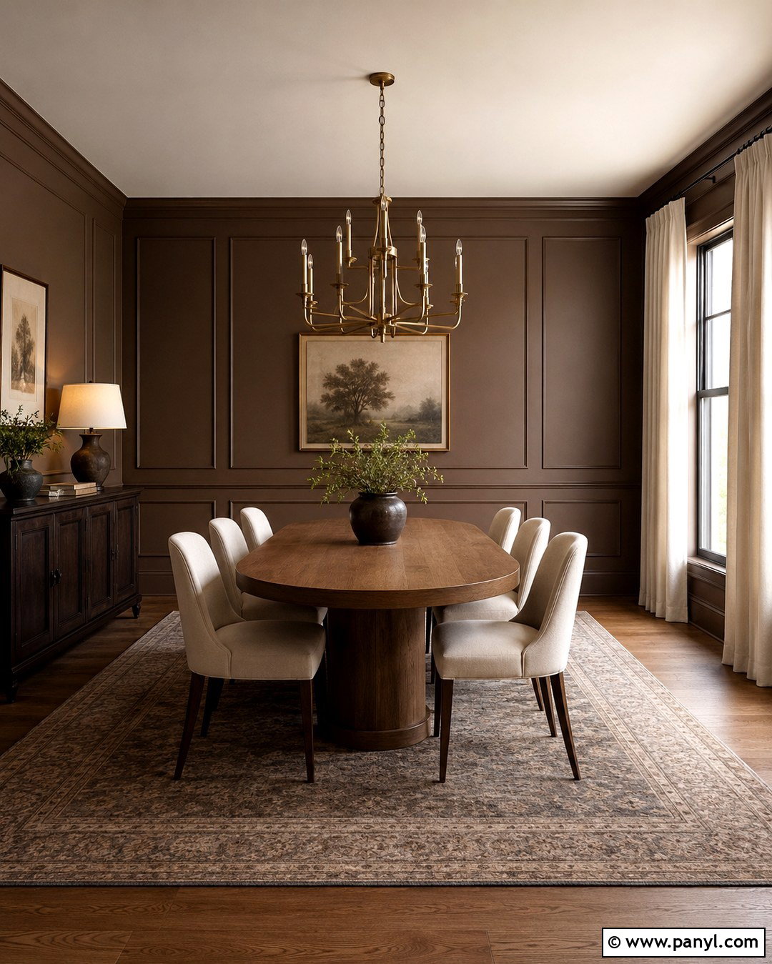 Cocoa Walls With Picture Frame Molding - 20 Cocoa Wall Color Ideas