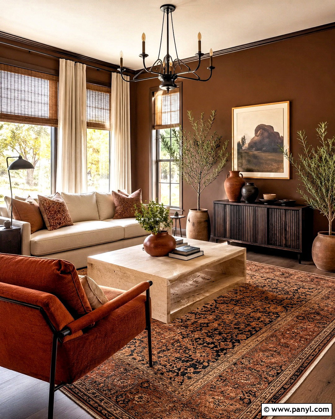 Coffee Brown Living Room Walls With Orange Decor - 20 brown living room walls