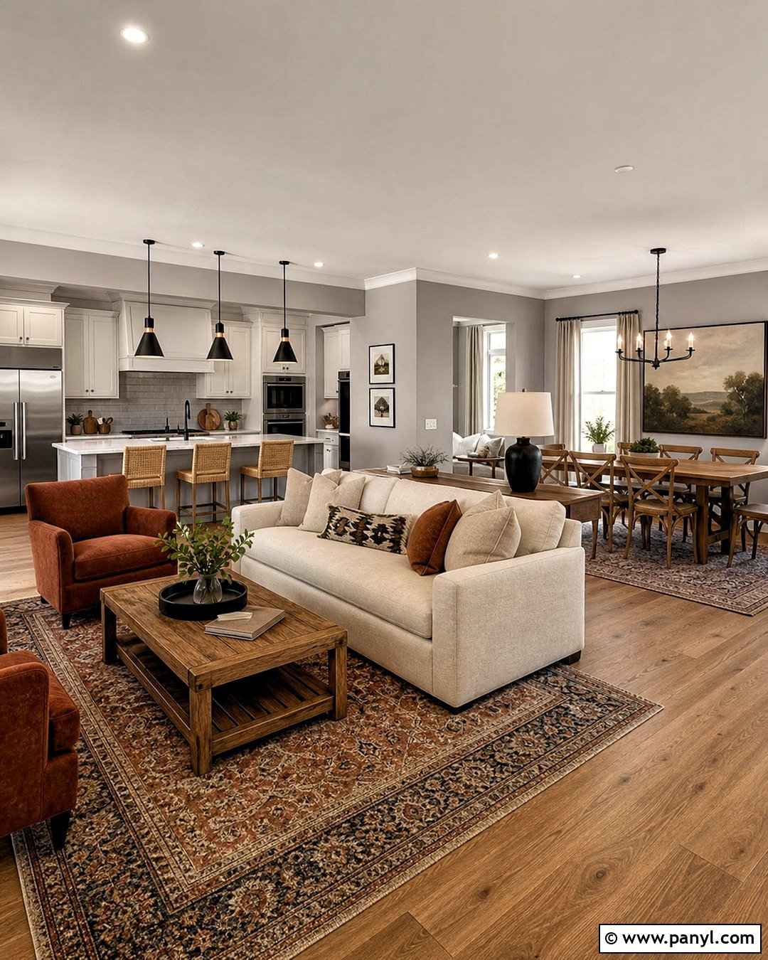 Colonnade Gray Open Floor Plan - 20 warm gray paint color ideas