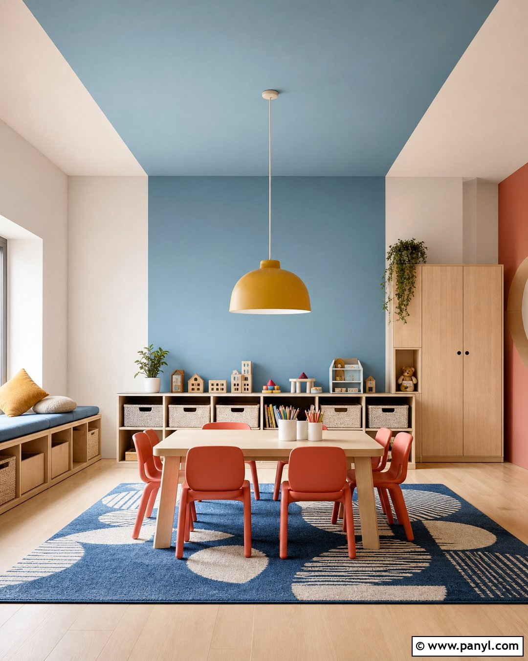 Color Block Ceiling And Wall - 20 Color Block Wall Playroom Ideas