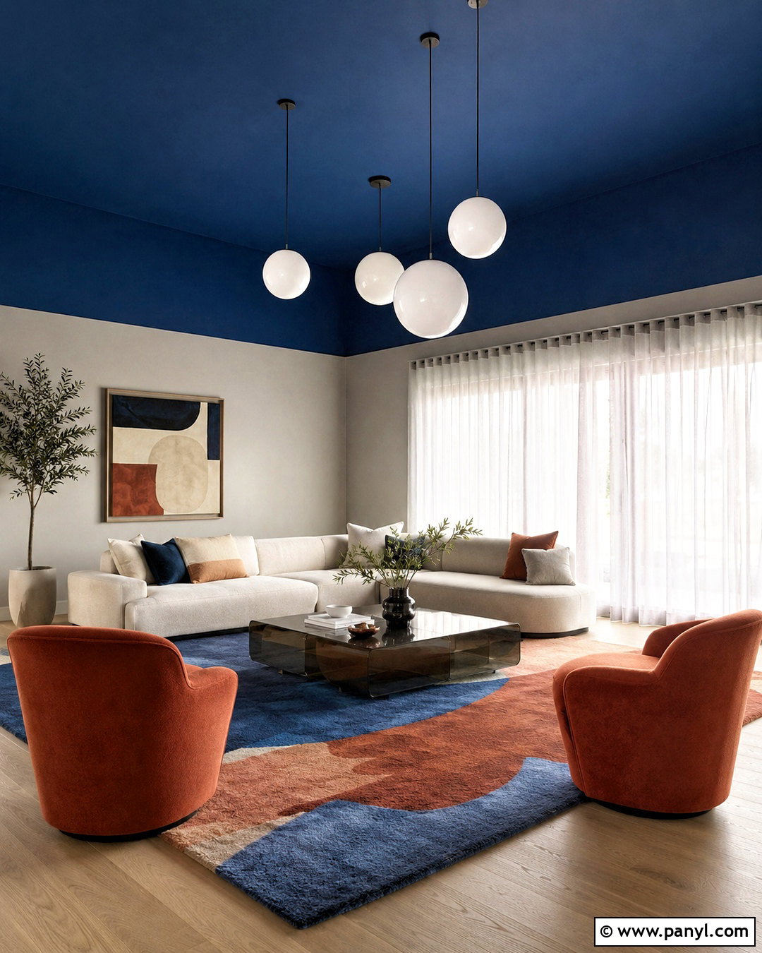Color Block Ceiling - 20 color block interior design ideas
