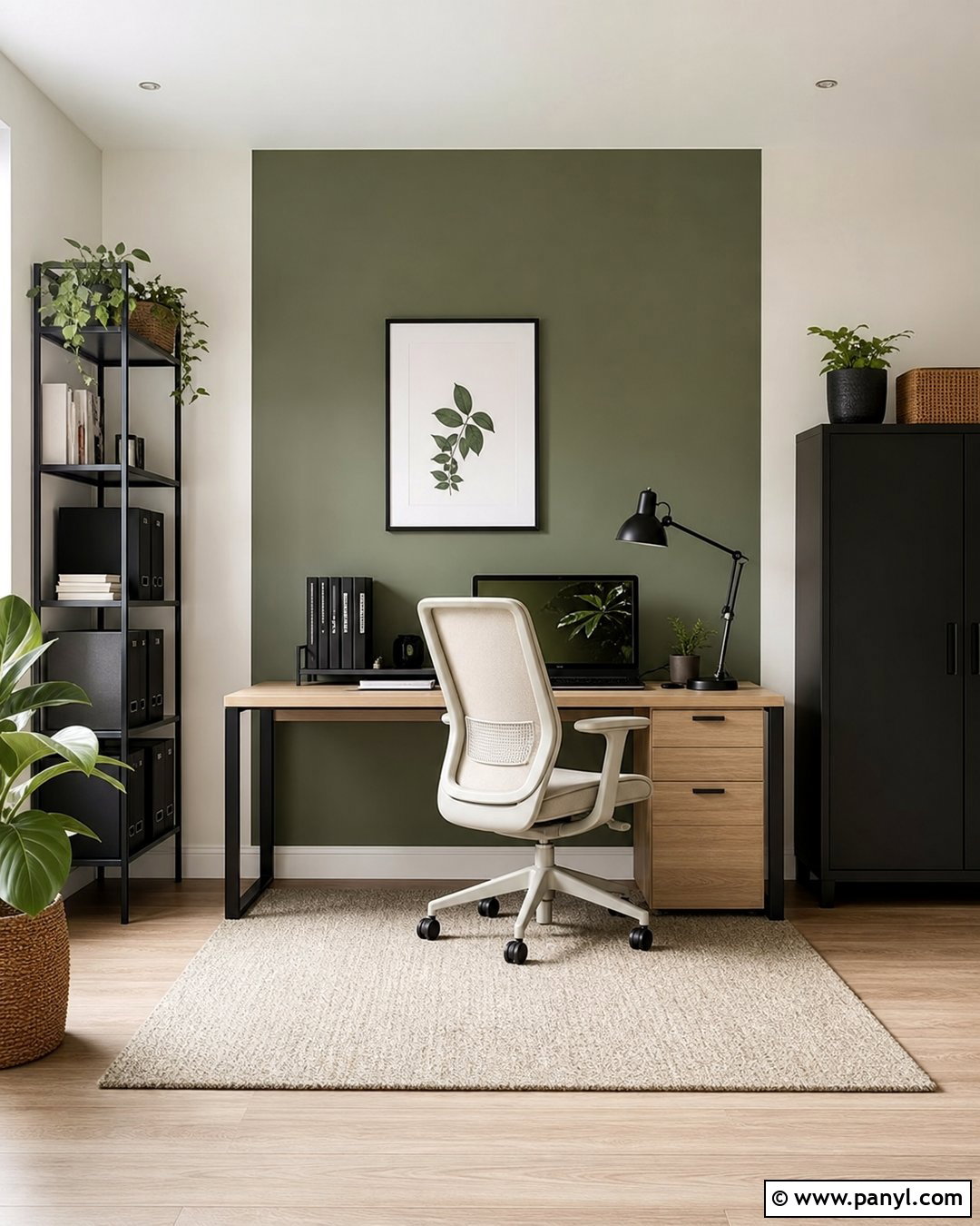 Color Block Contrast Wall Home Office - 30 Contrast Wall Ideas