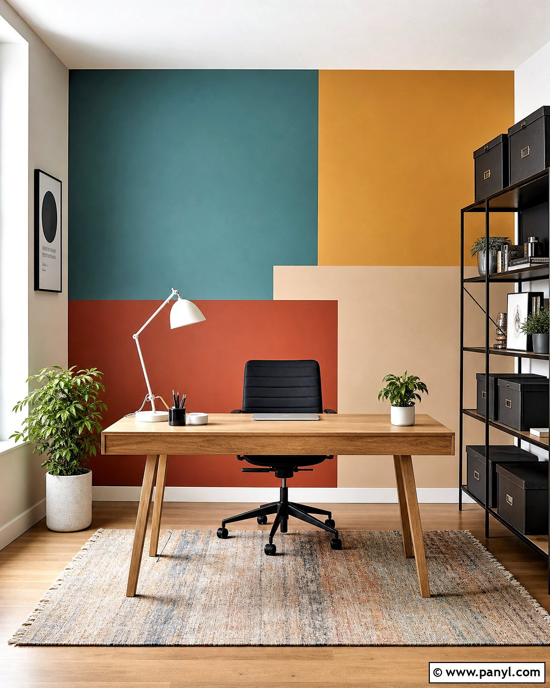 Color Block Geometric Office Wall - 20 geometric wall paint ideas