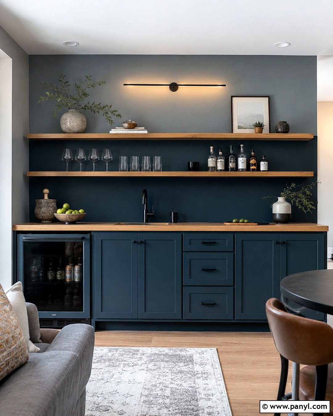 Color Block Home Bar Accent Wall - 20 Home Bar Accent Wall Ideas