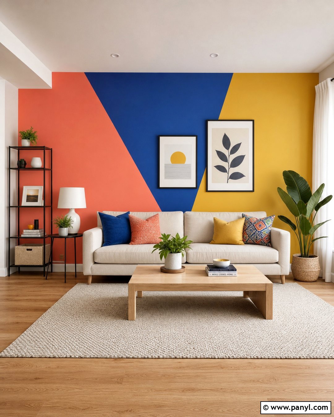 Color Block Living Room Accent Wall - 20 Bright Color Accent Wall Inspiration Ideas
