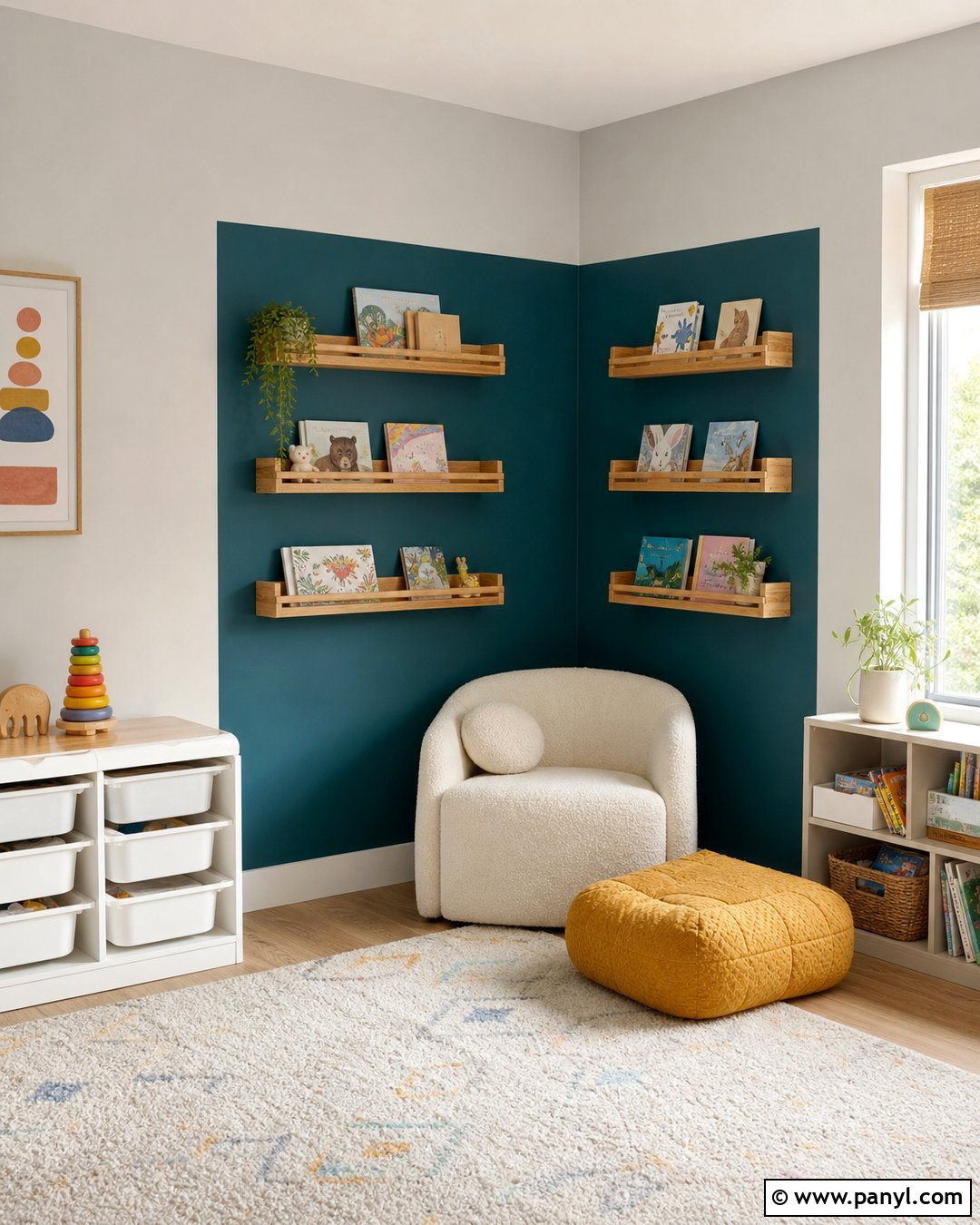 Color Block Reading Nook - 20 Color Block Wall Playroom Ideas