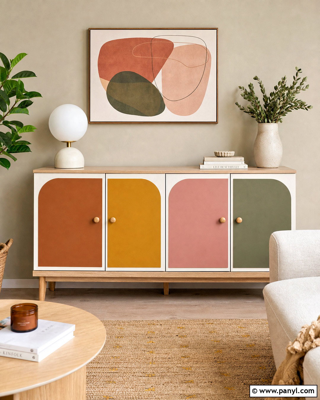 Color Block Sideboard - 20 sideboard makeover ideas