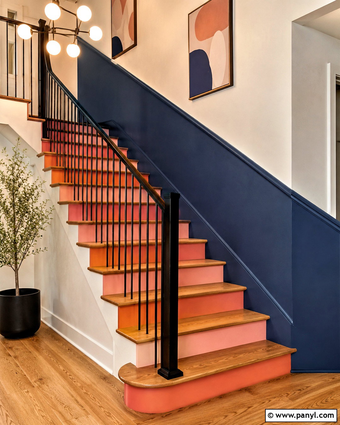 Color Block Staircase - 20 color block interior design ideas