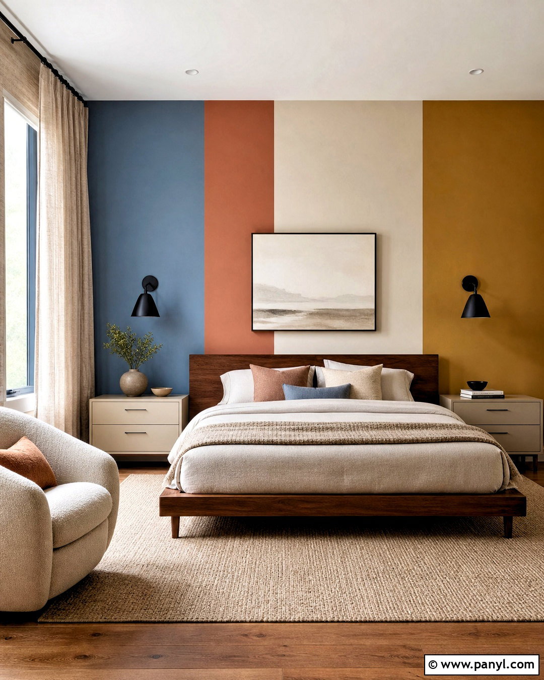 Color Block Striped Bedroom - 20 striped walls bedroom ideas
