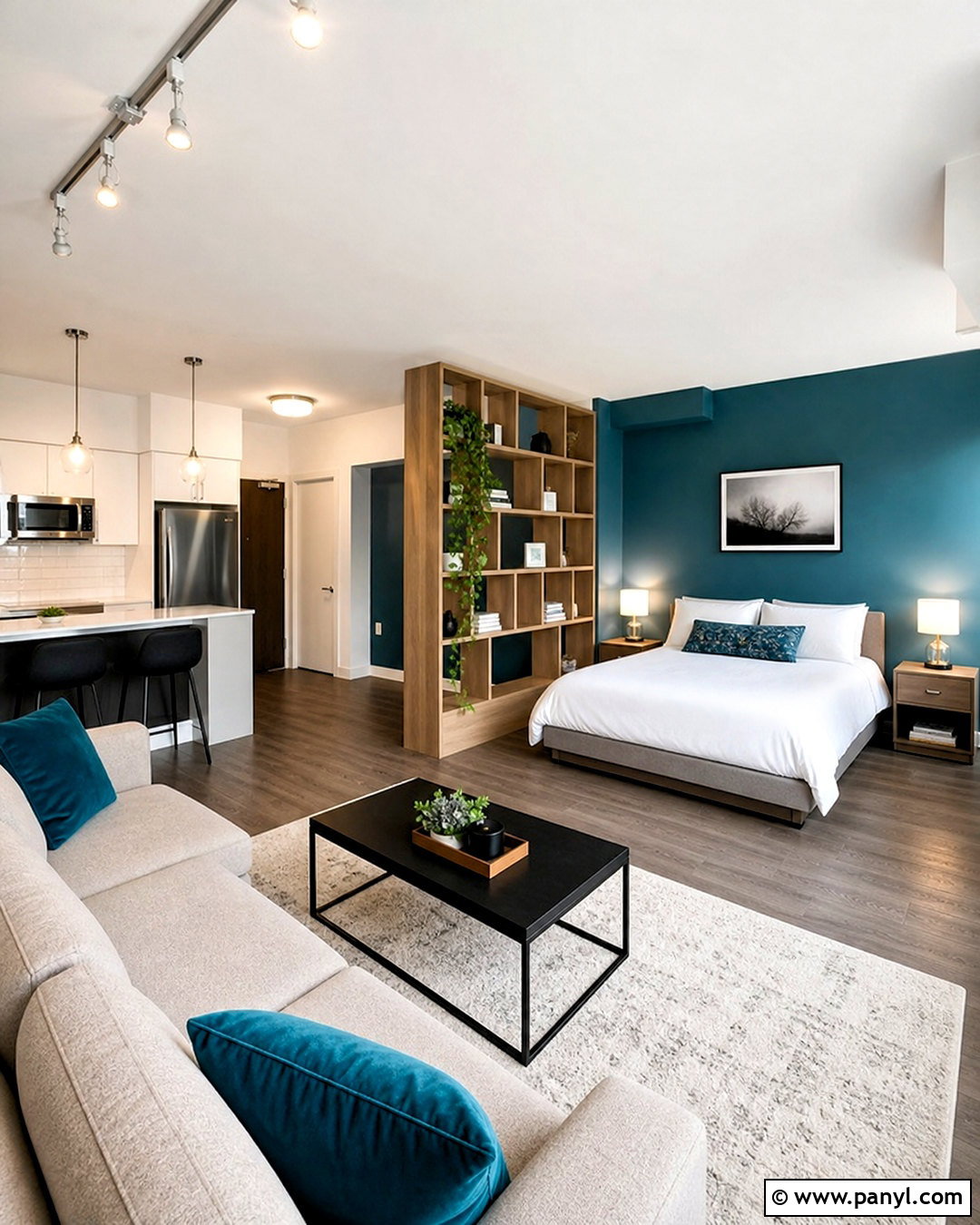 Color Block Studio Accent Wall - 20 apartment accent wall ideas