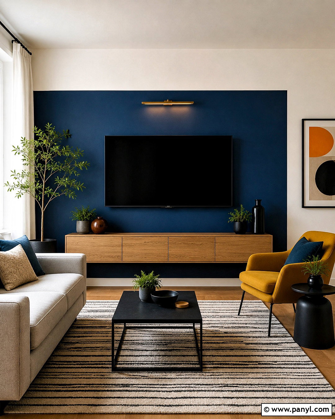 Color Block TV Wall - 20 living room tv wall design ideas