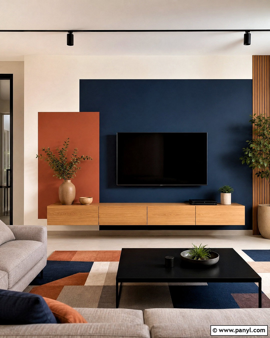 Color Block TV Wall - 20 Wall Paint For Tv Wall Ideas