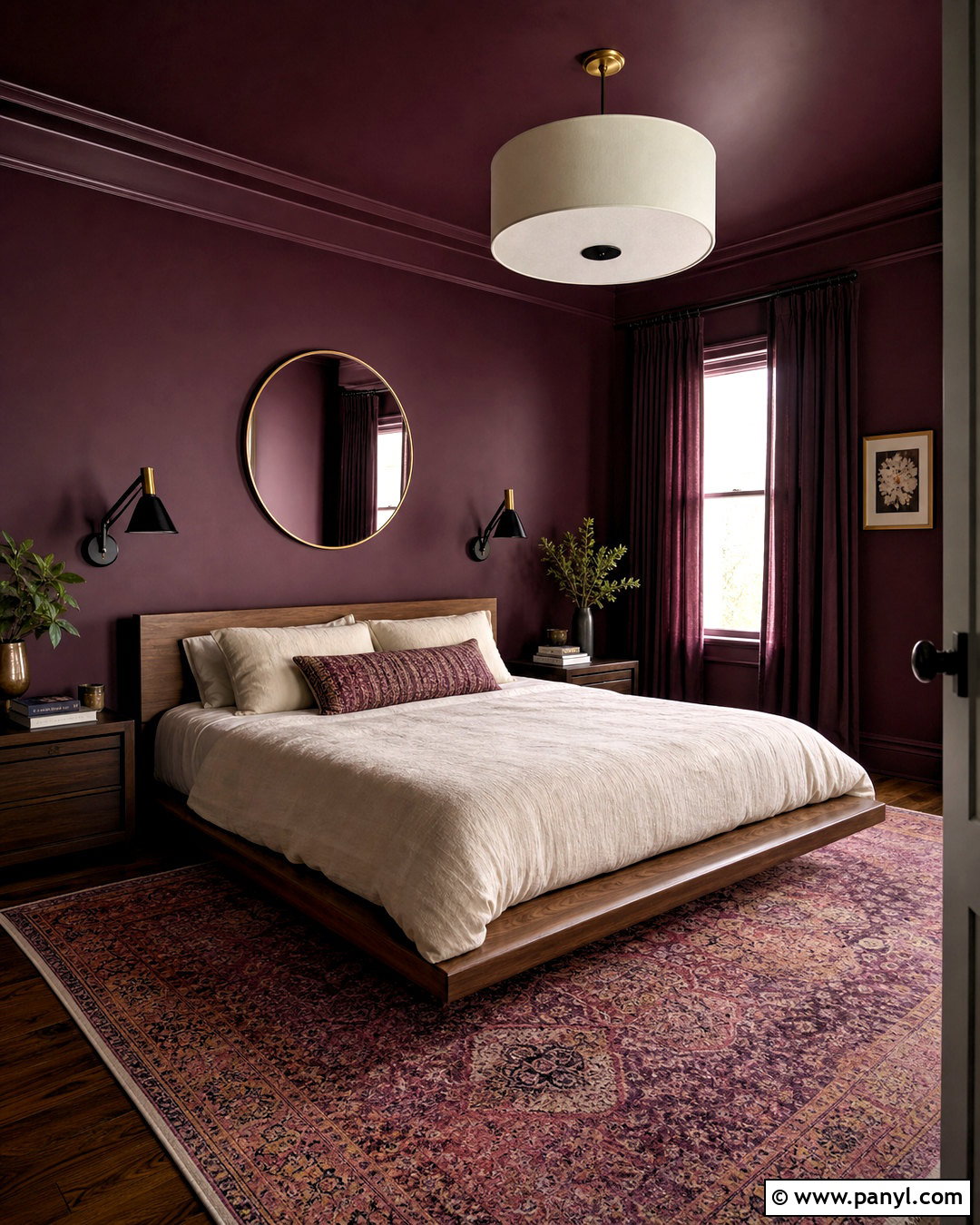 Color-Drenched Aubergine Bedroom - 20 aubergine bedroom ideas