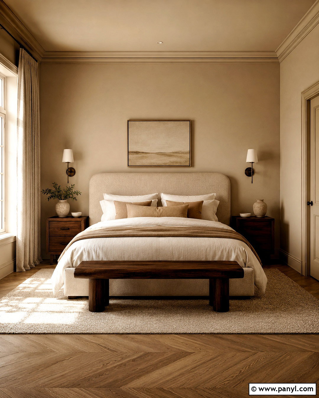 Color Drenched Beige Bedroom Wall Color - 40 Room Wall Color Ideas